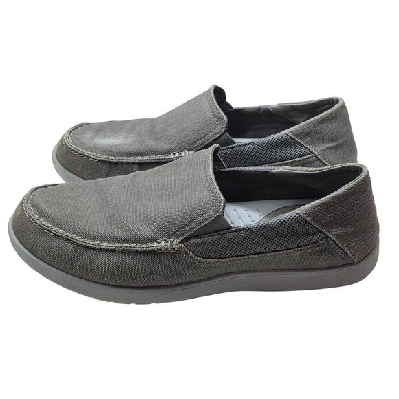 Crocs Santa Cruz 2 Light Gray Canvas Slip On Loafers Men’s Size 12 - Picture 5 of 10